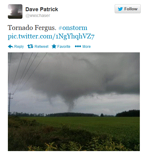 Picture of a small tornado in Fergus (2013)